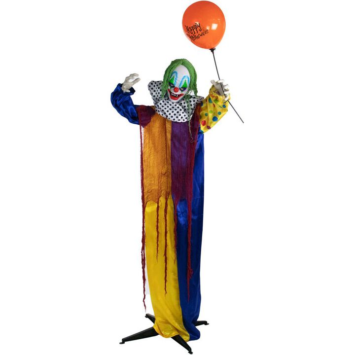 Haunted Hill Farm 69 Standing Clown with Balloon, Animation, Lights, Sound