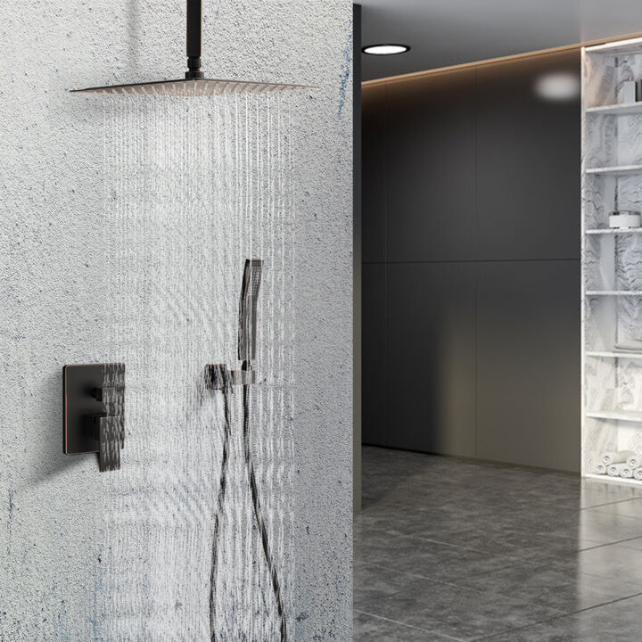 Ceiling Mounted Shower System Combo Set With Handheld And 10" Shower Head