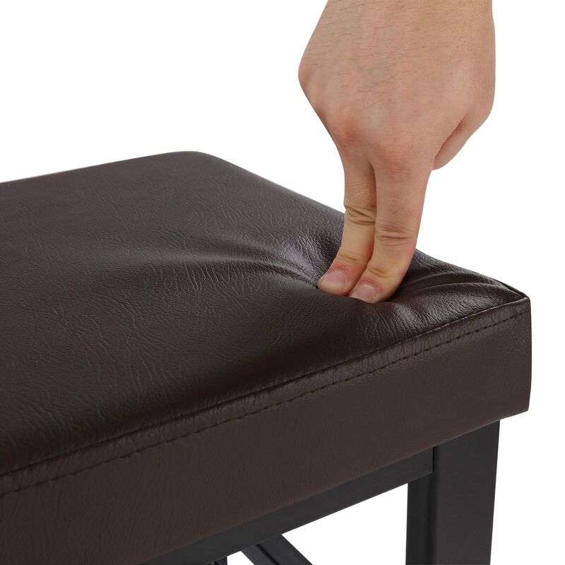 3-Tier Shoe Bench with Foam Padded Seat - Faux Leather Storage Organizer with Metal Frame for Entryway