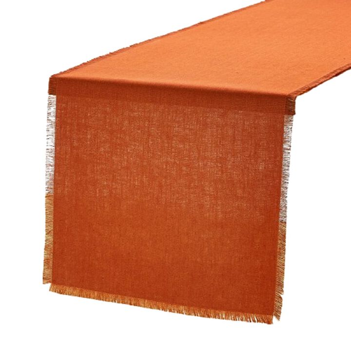 Solino Home 100% Pure Linen Table Runner 14 x 60 Inch | Fringe