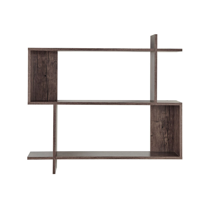 Manasa Floating Geometric Kilter Two-Tier Wall Shelf