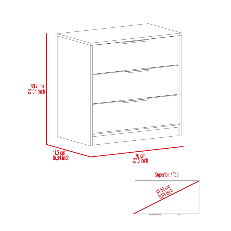 Cannon 3-Drawer Rectangle Dresser