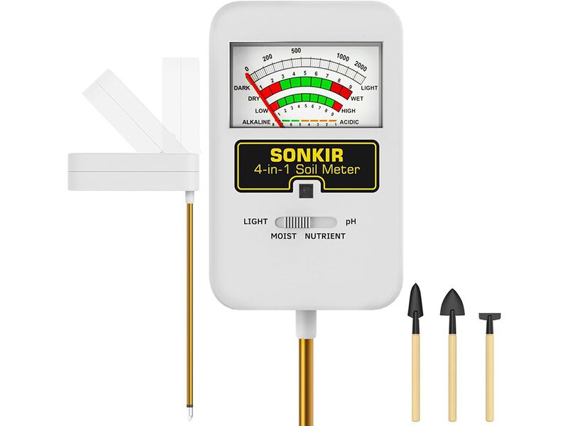 SONKIR Soil Moisture Meter, 4-in-1 Soil Ph Meter, Soil Tester for Nutrients