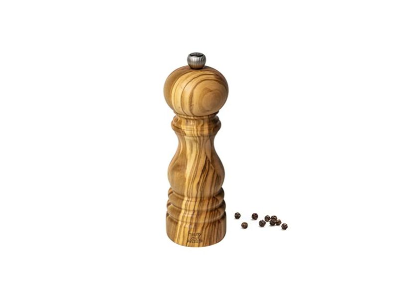 Paris Manual Pepper Mill - Adjustable Grinder - Olive Wood, Natural