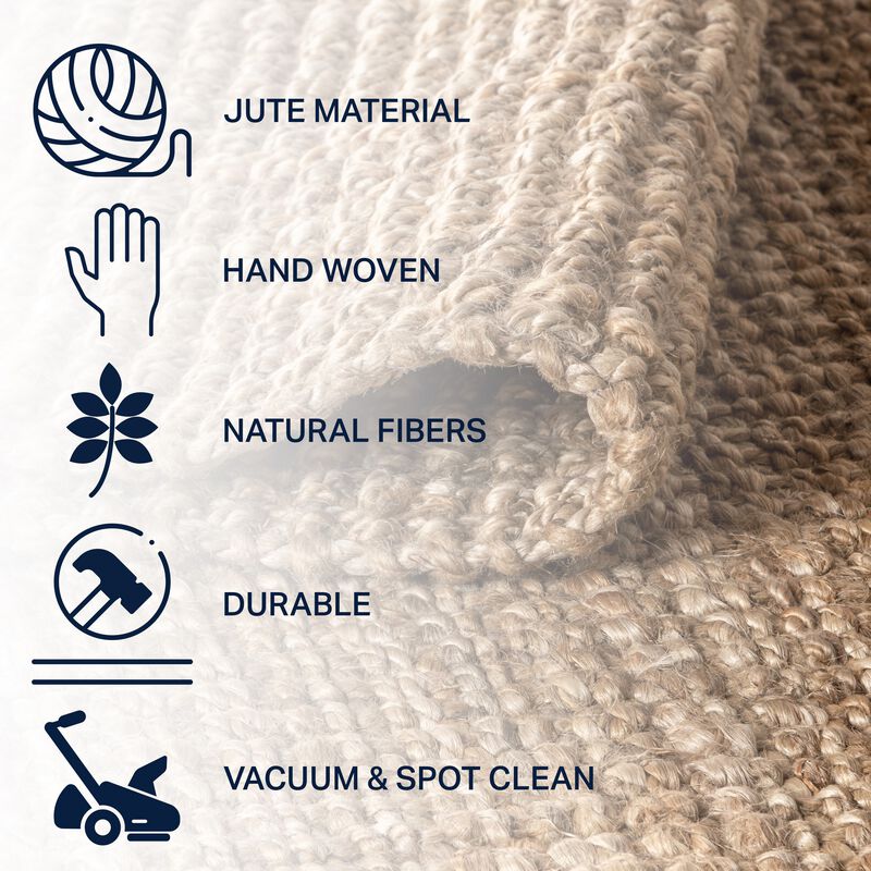 Pata Hand Woven Chunky Jute Natural 2 ft. x 10 ft. Runner Rug
