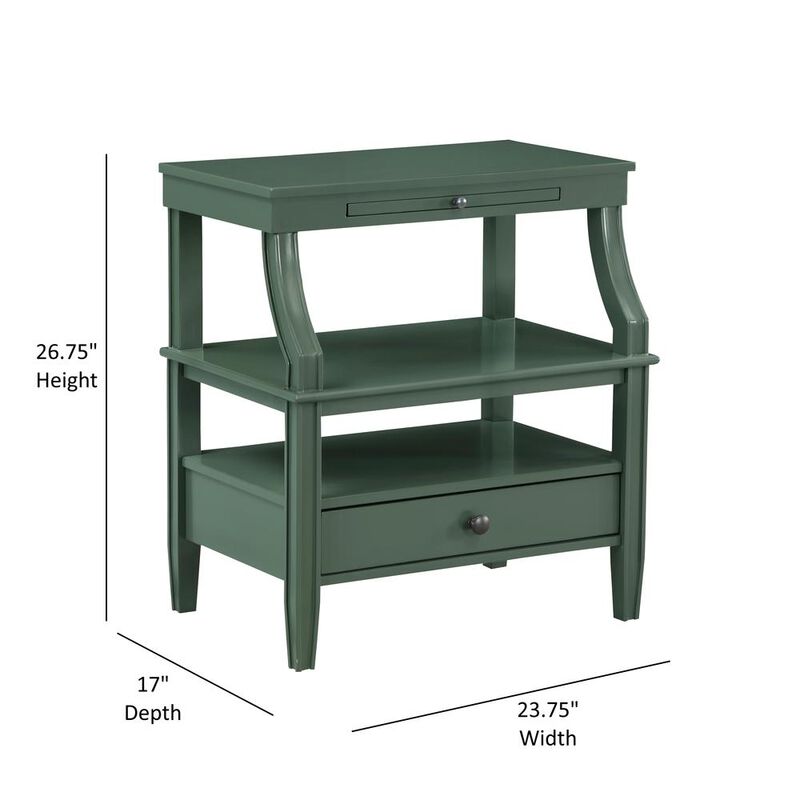 Comfort Pointe Newton Vintage Green Storage Nightstand