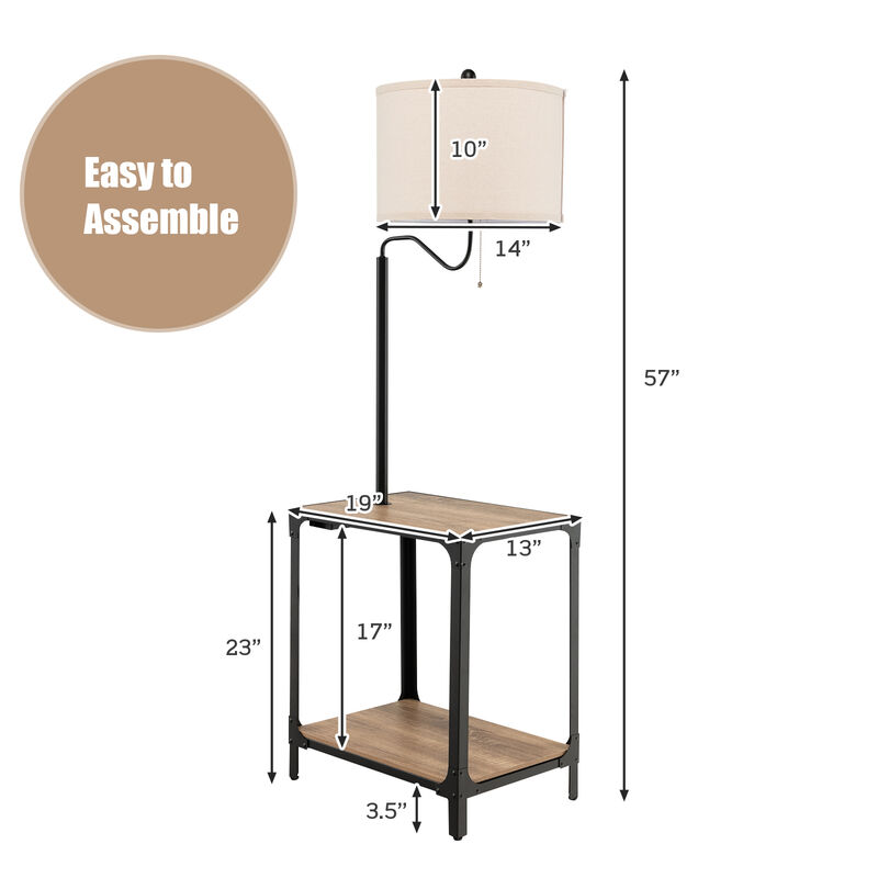 360� Rotatable Floor Lamp with End Table and USB Charging Ports