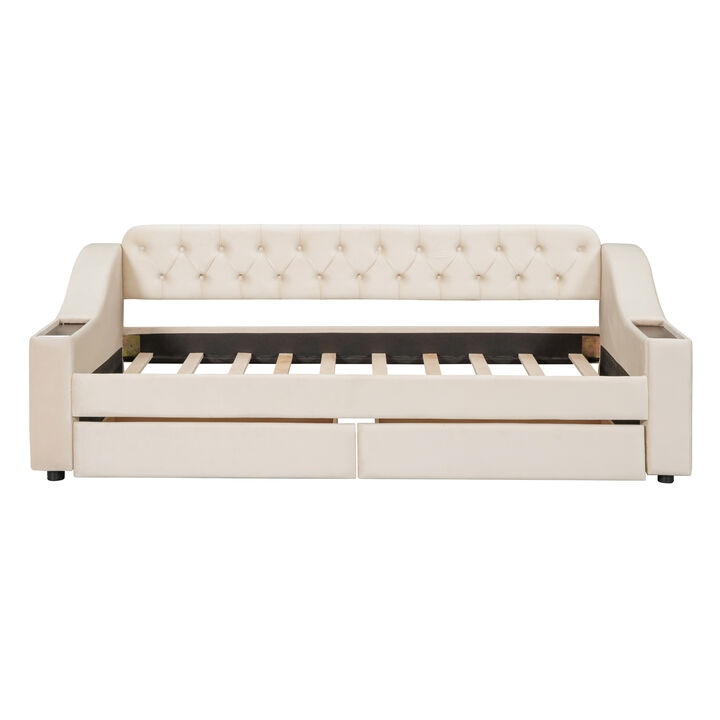 Merax Modern Daybed with Storage Armrests
