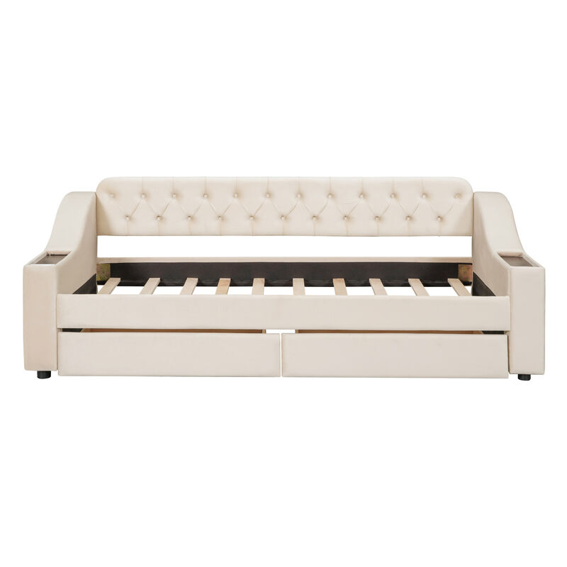 Merax Modern Daybed with Storage Armrests