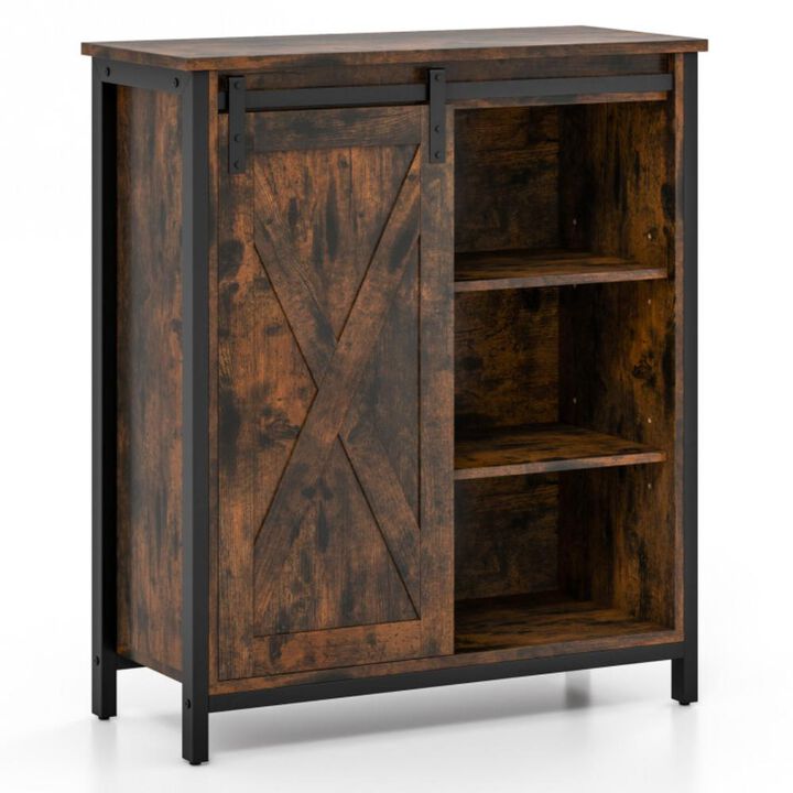 Hivvago 32 Inch Farmhouse Sideboard Buffet Cabinet with Sliding Barn Door and Adjustable Shelves
