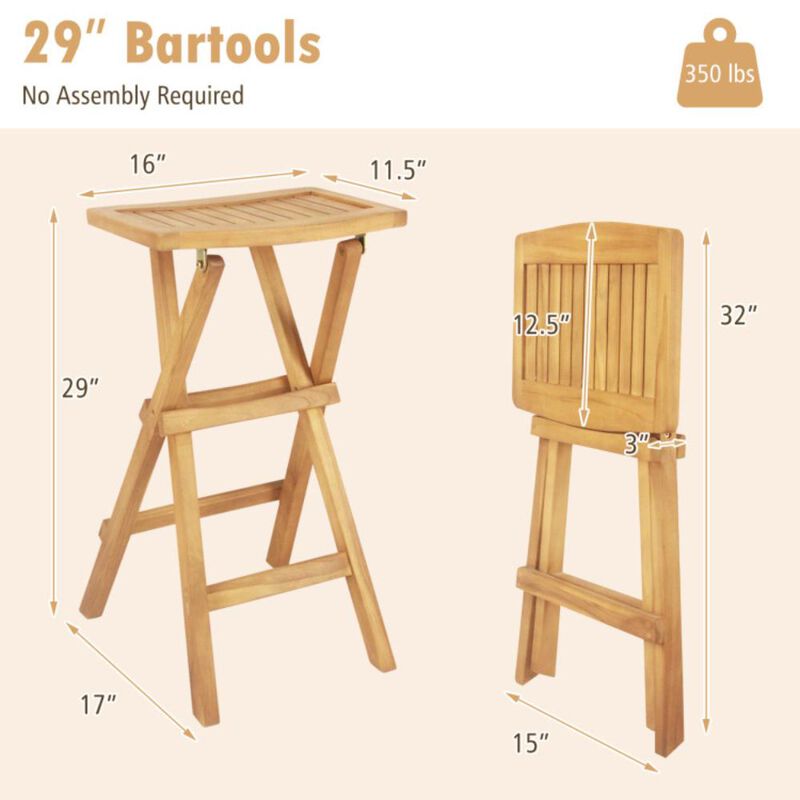 Hivvago Set of 2 No Assembly Outdoor Bar Stools with Countered Seat