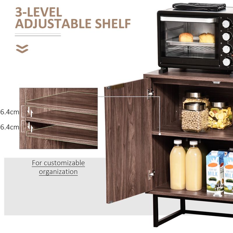 Walnut Living Room Storage: Free Standing 2-Door Cabinet with Shelf