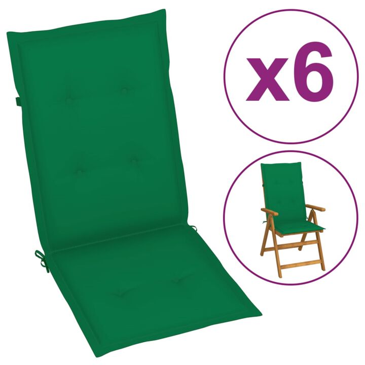 vidaXL Garden Chair Cushions 6 pcs Green 47.2"x19.7"x1.6"