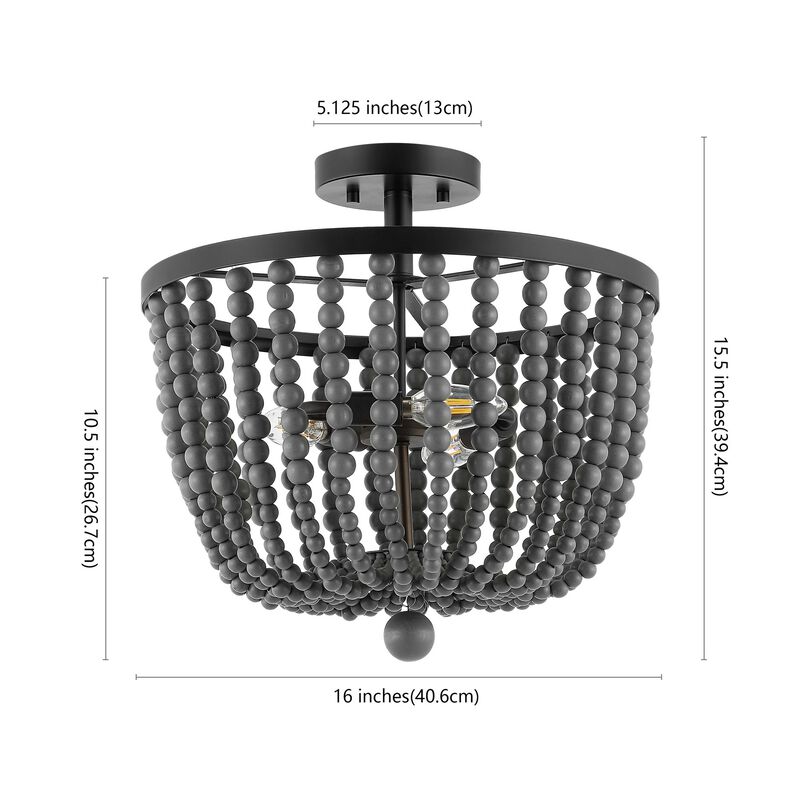 Drift 3-Light Bohemian Farmhouse Iron LED Semi Flush Mount