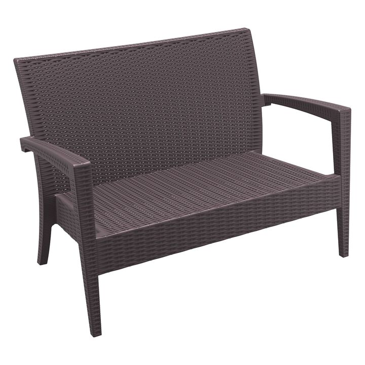 35" White Outdoor Patio Loveseat with Sunbrella Cushion
