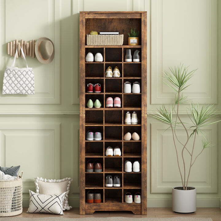 Merax Contemporary Cubby Console  Shoe Cabinet
