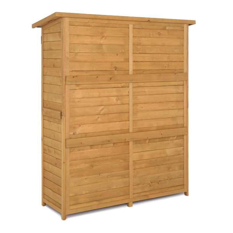 Weather-Resistant Fir Wood Shed, Compact Storage Cabinet for Backyard & Patio