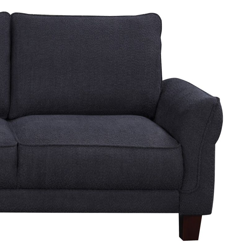 Belle Black Sherpa Sectional Sofa With Left Facing Chaise