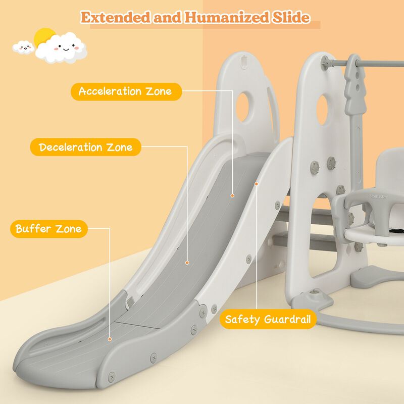6 in 1 Toddler Slide and Swing Set with Ball Games