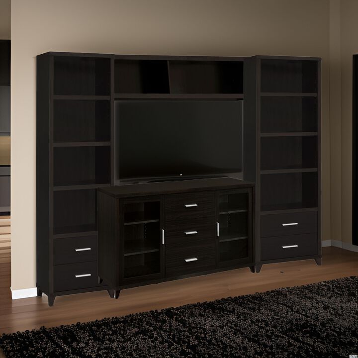 TV Entertainment Center, Console, 2 Media Towers, Bridge, Cappuccino Brown - Benzara