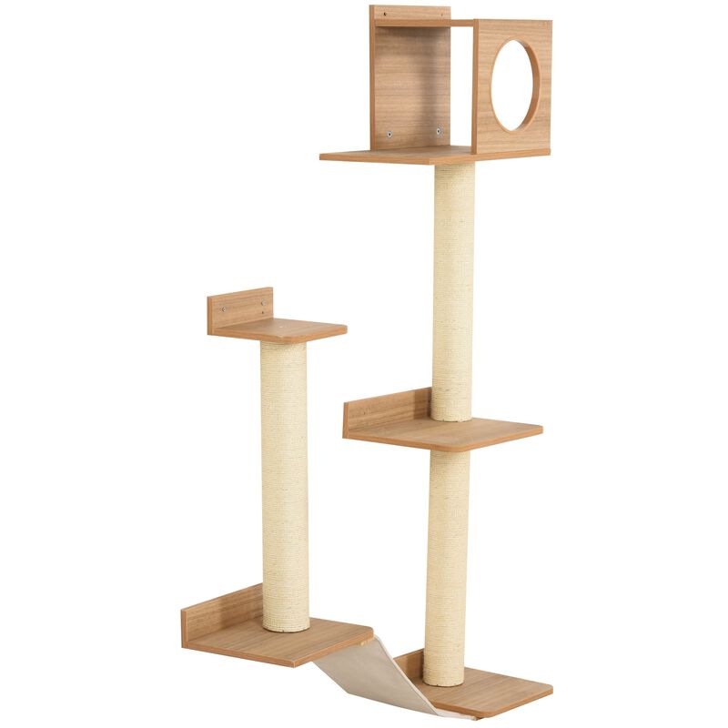 Yellow Cat Activity Center: Multi-Level Playground with Sisal Posts