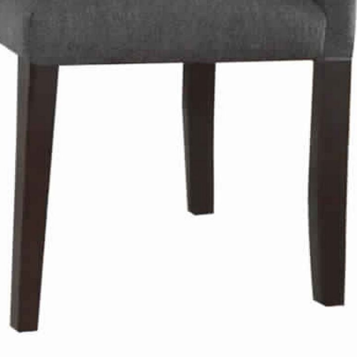 Set Of 2 Solid Wood Dining Chair In Gray Upholstery-Benzara