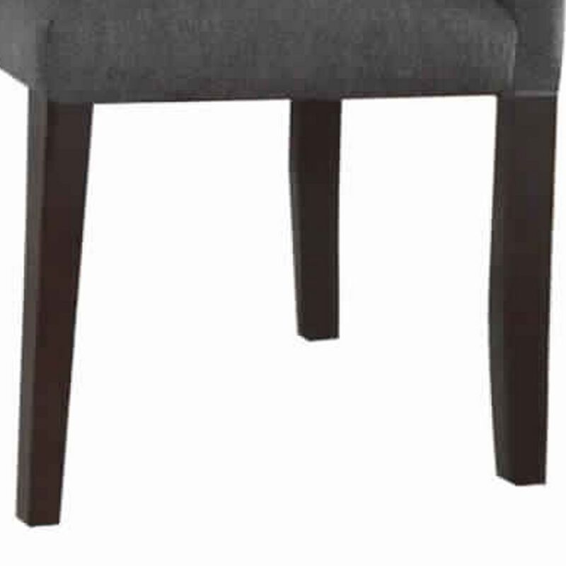 Set Of 2 Solid Wood Dining Chair In Gray Upholstery-Benzara