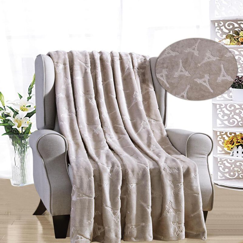 Eiffel Tower Premium Microplush Super Soft Embossed Pattern All Season 50" x 60" Throw Blanket