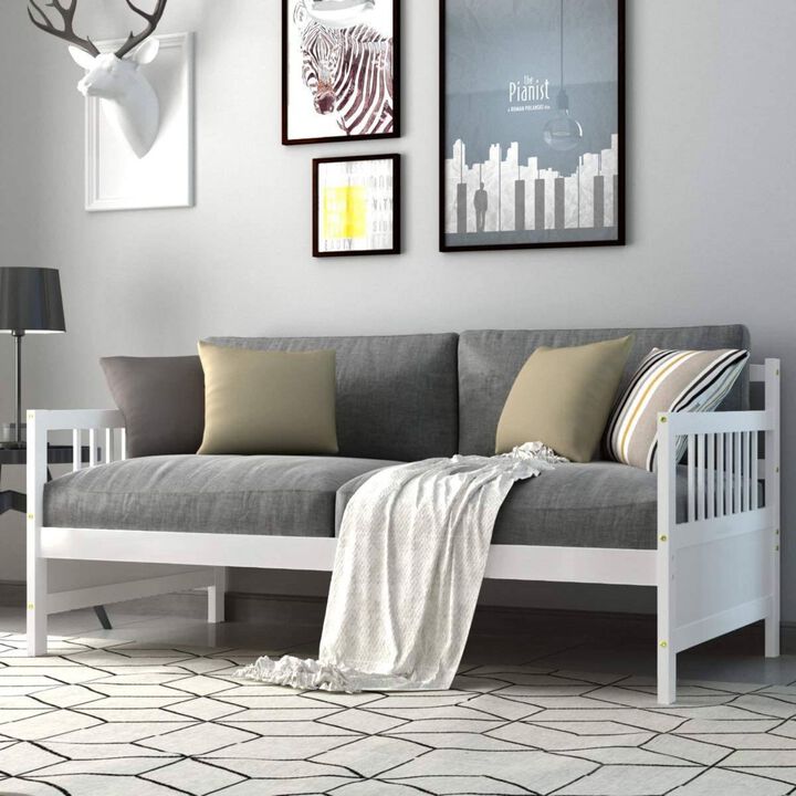 Hivvago 2-in-1 Wood Daybed Frame Sofa Bed in White Finish