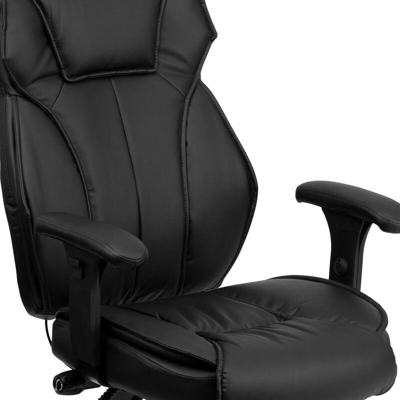Hansel High Back Black LeatherSoft Multifunction Executive Swivel Ergonomic Office Chair with Lumbar Support Knob with Arms