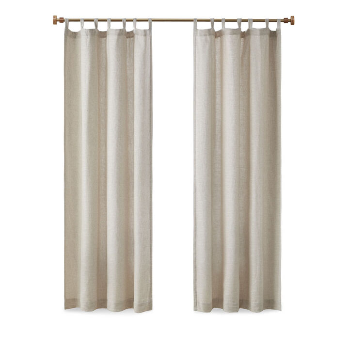 Gracie Mills Seraphine Faux Linen Tab Top Curtain Panel with Fleece Lining