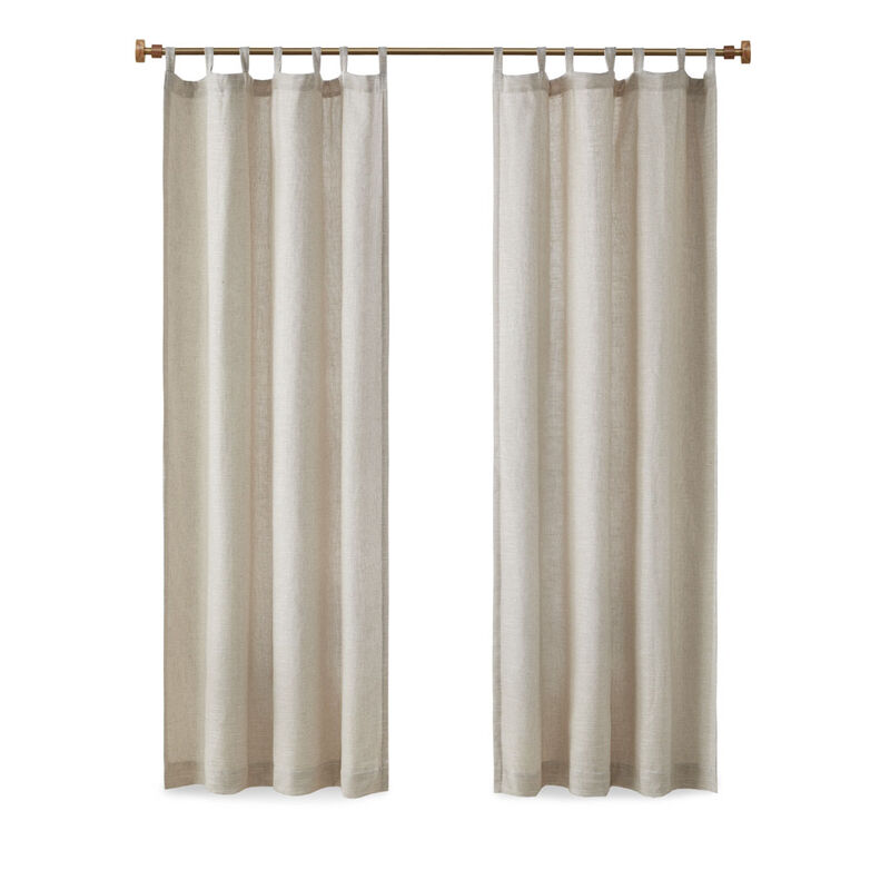 Gracie Mills Seraphine Faux Linen Tab Top Curtain Panel with Fleece Lining