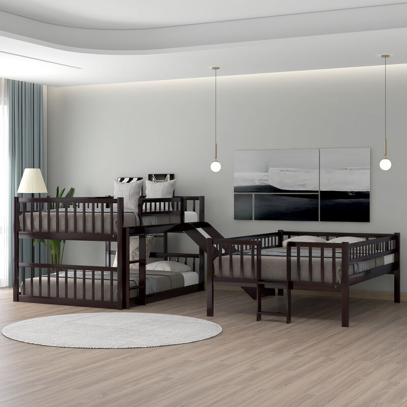Merax Triple Bunk Bed with Guardrails