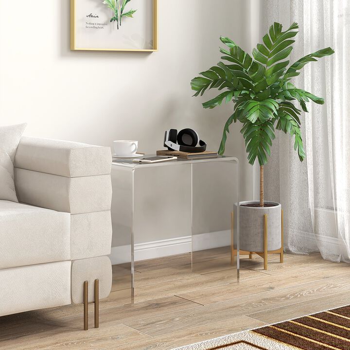 Clear Acrylic End Table: Waterfall Design, 21" x 12" x 21"