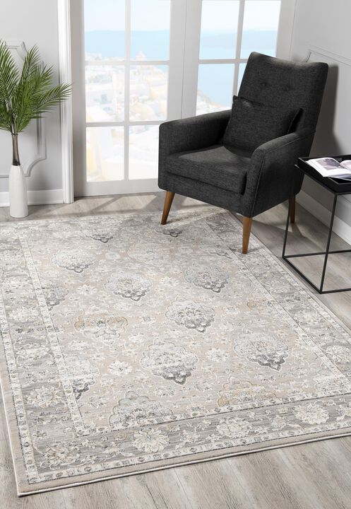 Silvia Contemporary Transitional South-Western Grey Cream Indoor Area Rug