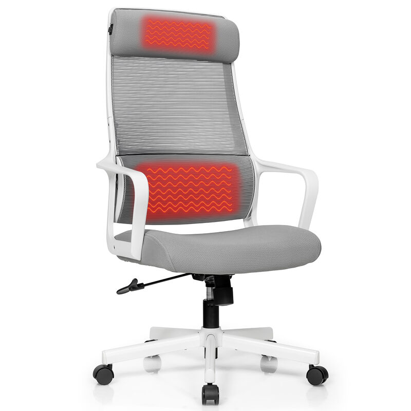 Costway Adjustable Mesh Office Task Chair Heating Lumbar Support Headrest Black