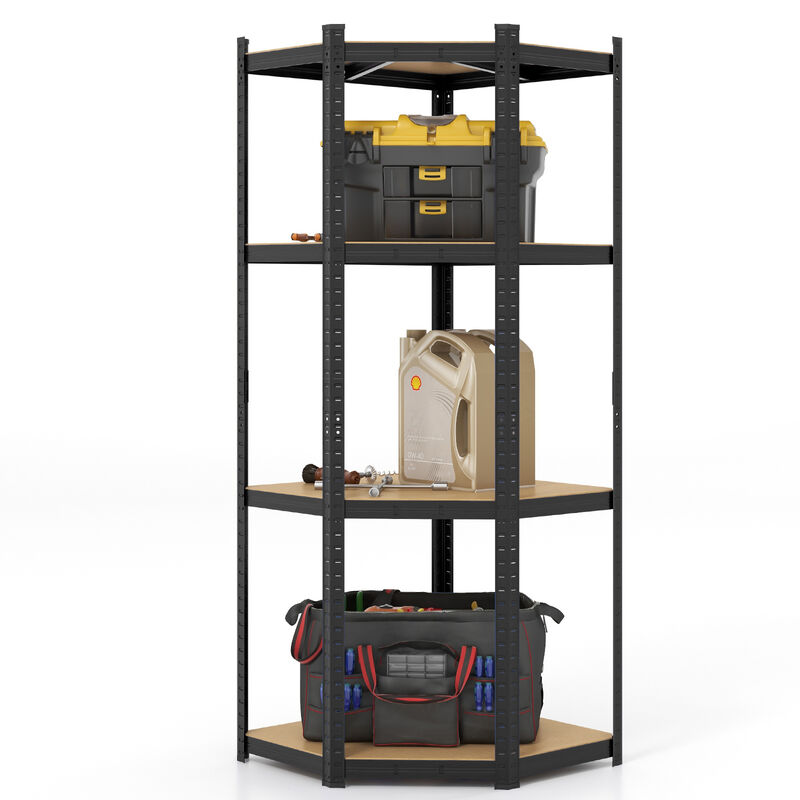 4-Tier Corner Shelving Unit Adjustable Garage Storage Utility Rack for Warehouse