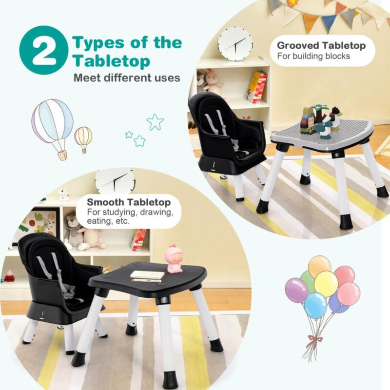 Hivvago 6-in-1 Convertible Baby High Chair with Adjustable Removable Tray-Black