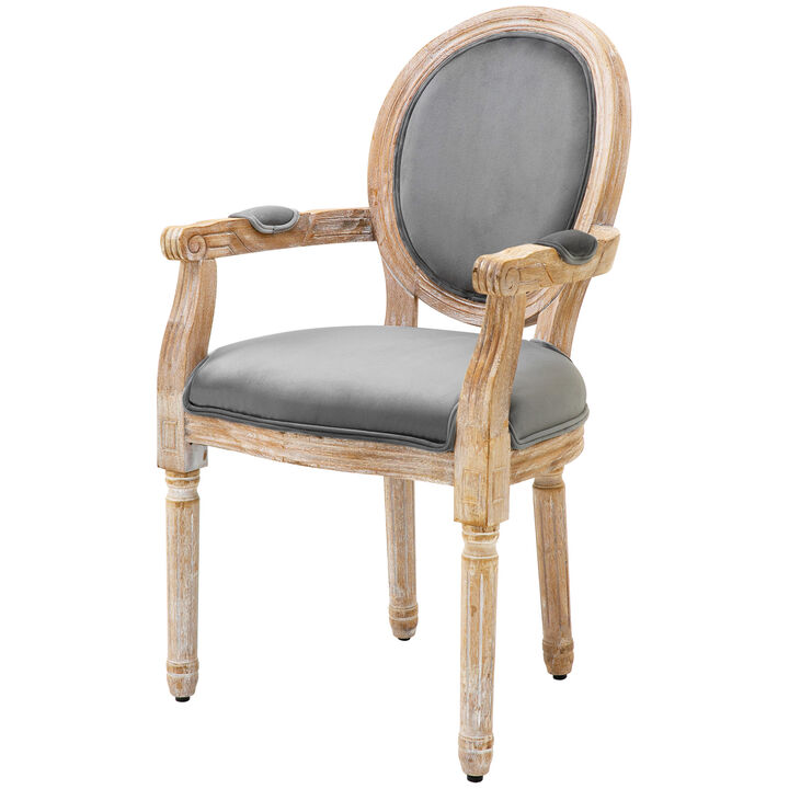 Classic Wood Grain Round Back Seat with Metal Rivets and Carved Pattern Design