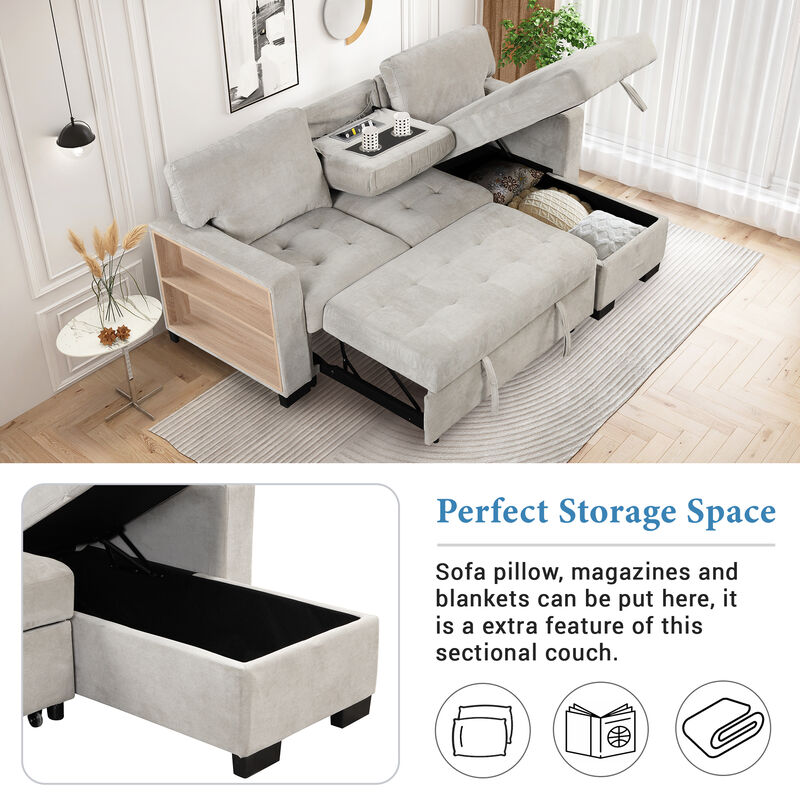 Merax Modern Chaise Lounge Sectional Sofa with Storage