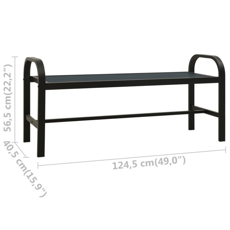 vidaXL Durable Patio Bench - Weather-Resistant & eco-Friendly Made of Steel and WPC, in Black', Suitable for Garden and Outdoor Use