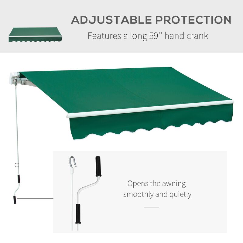 Green Sun Shield: 8x7 Manual Retractable Patio Awning