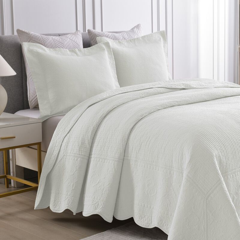 MarCielo 3 PCS 100% Cotton Oversized Bedspread Set Lightweight Quilt Set TG - King