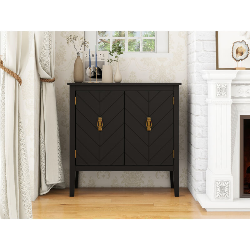 Vintage Black Wood 2-Door Cabinets