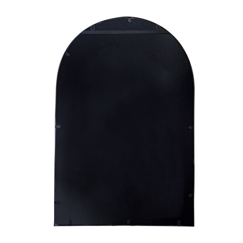 Cod 36 Inch Wall Mounted Mirror, Wide Arched Design Black Metal Frame-Benzara
