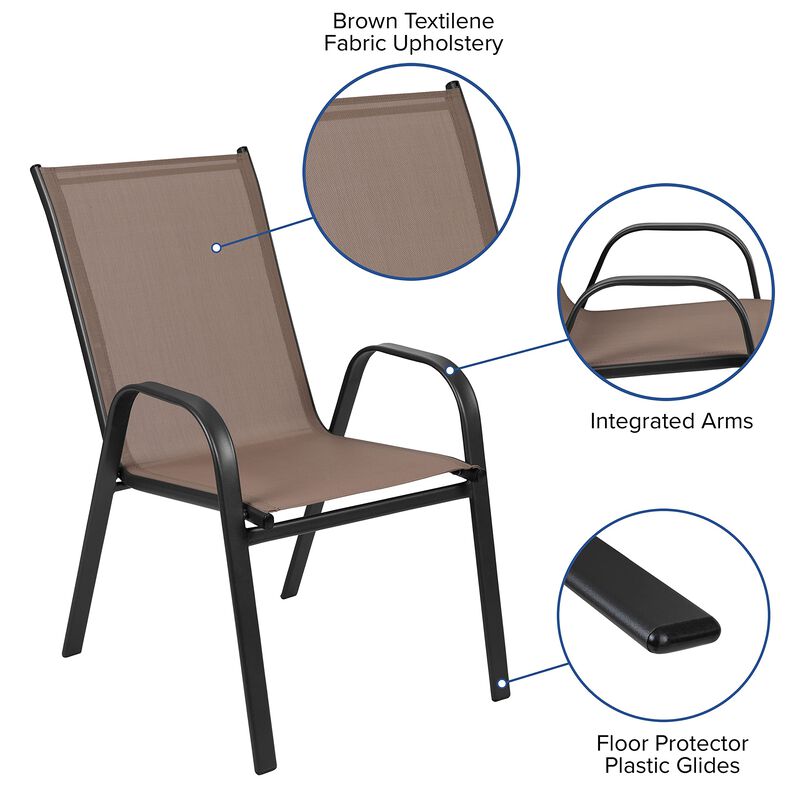 Flash Furniture 4 Flex Comfort Stack Chairs, 5 Piece Set, Brown