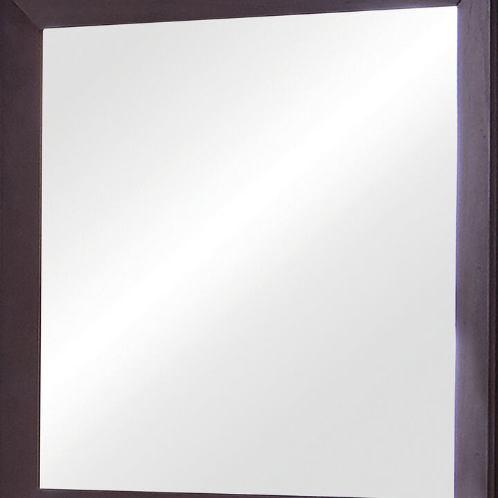 Mirror with Wooden Frame and Mounting Hardware, Espresso Brown-Benzara