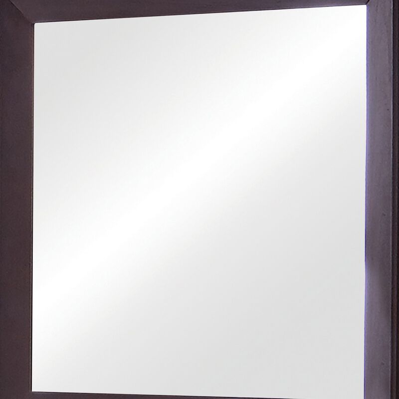 Mirror with Wooden Frame and Mounting Hardware, Espresso Brown-Benzara