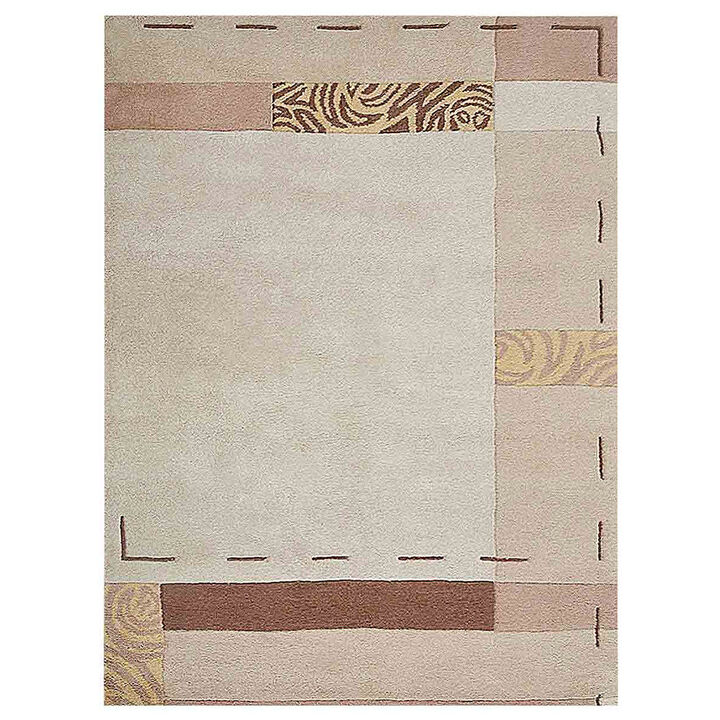 RUGSOTIC CARPETS HAND TUFTED WOOL ECO-FRIENDLY AREA RUGS  - 4'x6', Rectangle Shape, Beige, Geometric Modern Design, High Pile Thick Handmade Anti Skid Area Rugs for Living Room, Bed Room (K09088)