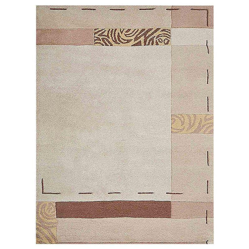 RUGSOTIC CARPETS HAND TUFTED WOOL ECO-FRIENDLY AREA RUGS  - 4'x6', Rectangle Shape, Beige, Geometric Modern Design, High Pile Thick Handmade Anti Skid Area Rugs for Living Room, Bed Room (K09088)